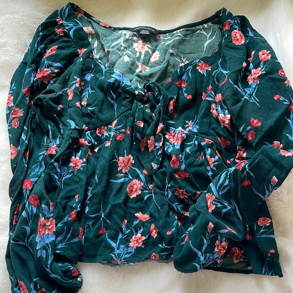 flowy floral tie shirt